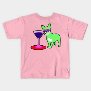 Green Chihuahuas and Champagne Kids T-Shirt